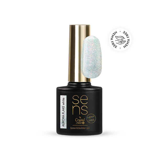SENS AURORA FLAKE base&builder gel - white 10ml THF HF
