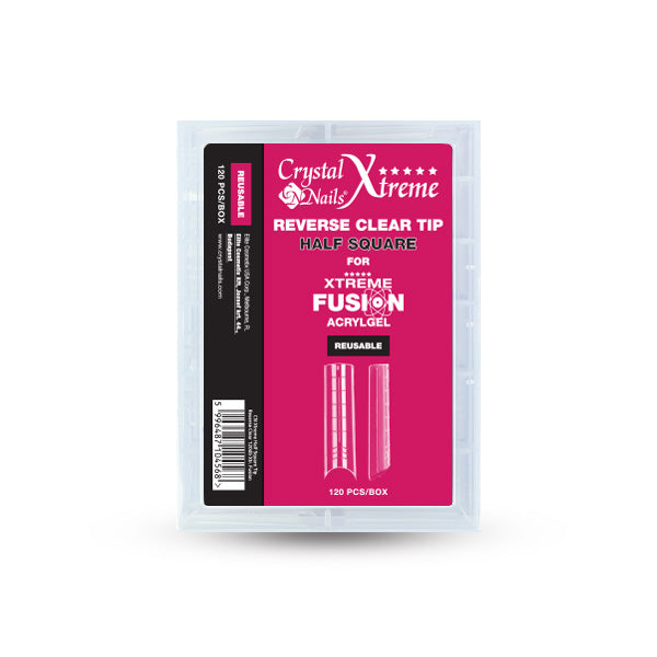 Xtreme Half Square Reverse Clear Tip Xtreme Fusion AcrylGel - 120pcs